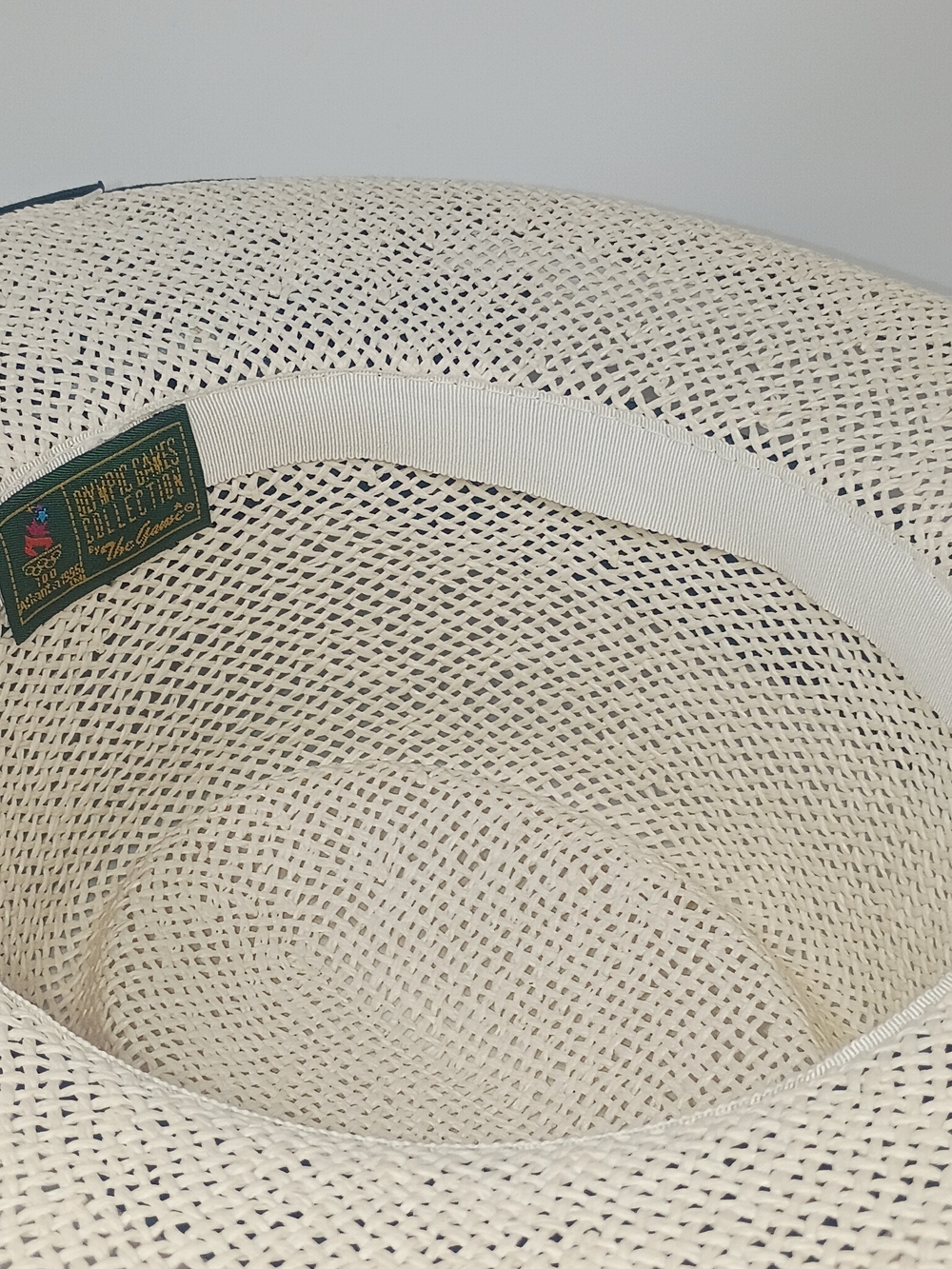Vintage Atlanta 1996 Olympics Embroidered Straw Sun Hat with Teal Trim - Picture 11 of 12